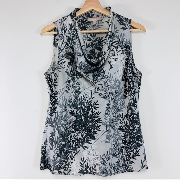 Banana Republic Tops - Bananas Republic Y2K Bamboo Leaf Printed Tank Top Sz S Cowl Neck Career Academia